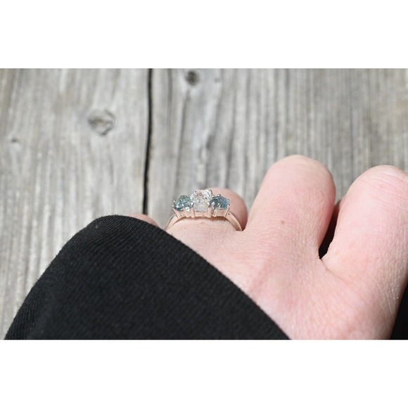 Raw Sapphire Engagement Sterling Silver Promise Ring Size 5 6 7 8 9 10 1… - Picture 5 of 8